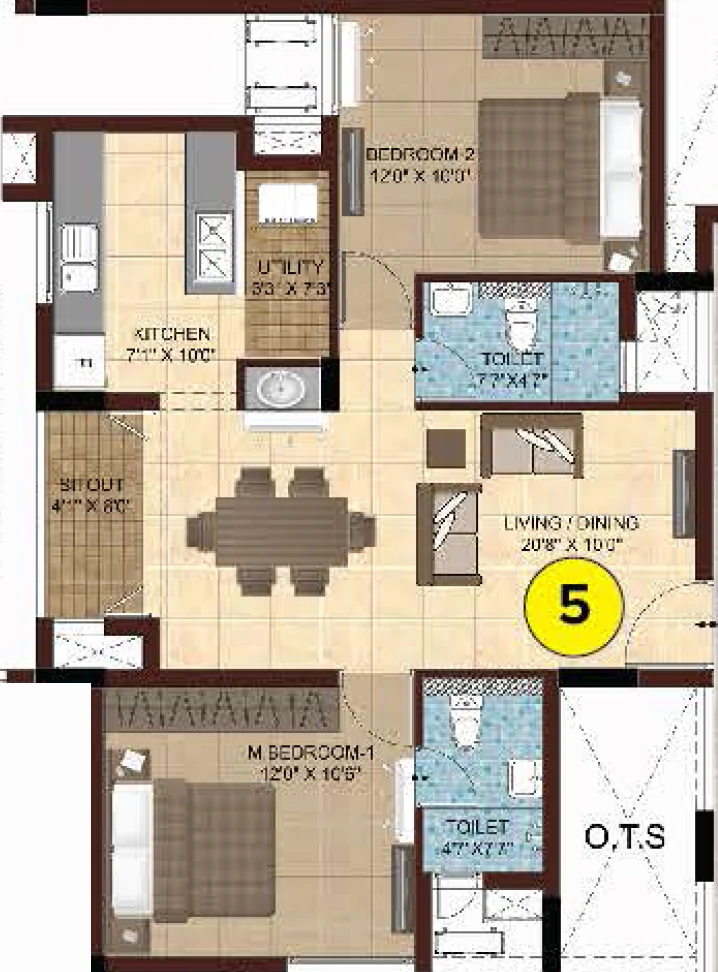 2 BHK Flat in Lifestyle Le Palais in Porur, Chennai - Image 874909