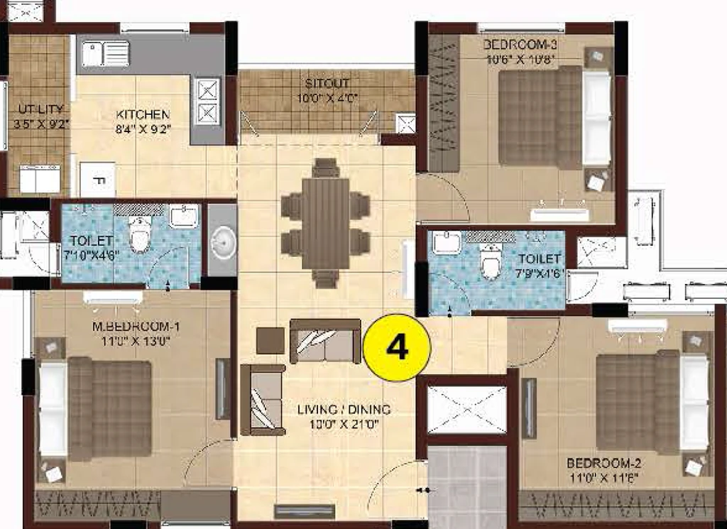 3 BHK Flat in Lifestyle Le Palais in Porur, Chennai - Image 874911