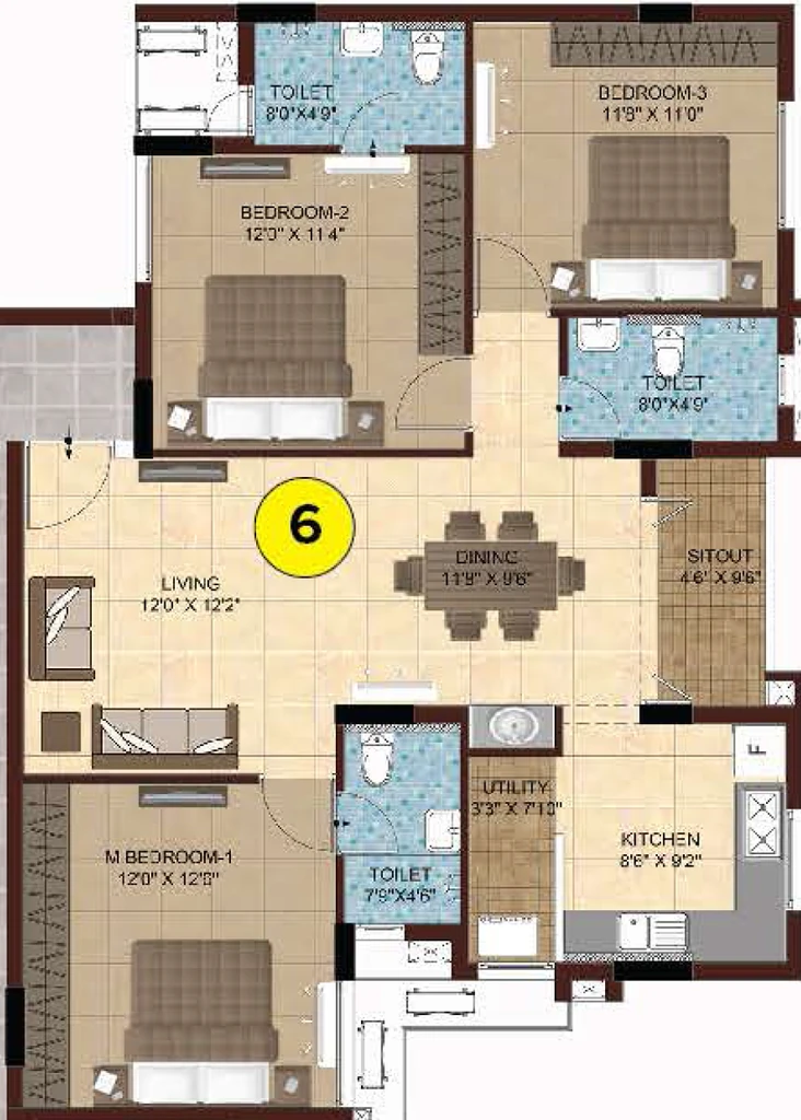 3 BHK Flat in Lifestyle Le Palais in Porur, Chennai - Image 874912
