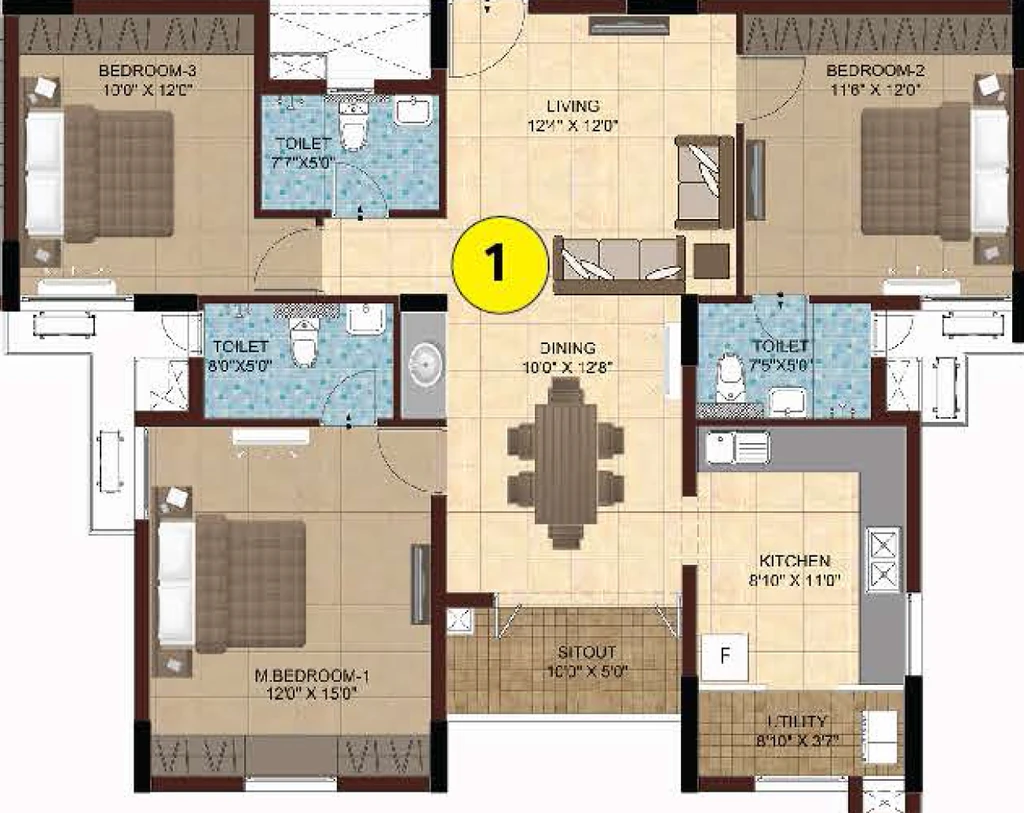 3 BHK Flat in Lifestyle Le Palais in Porur, Chennai - Image 874913