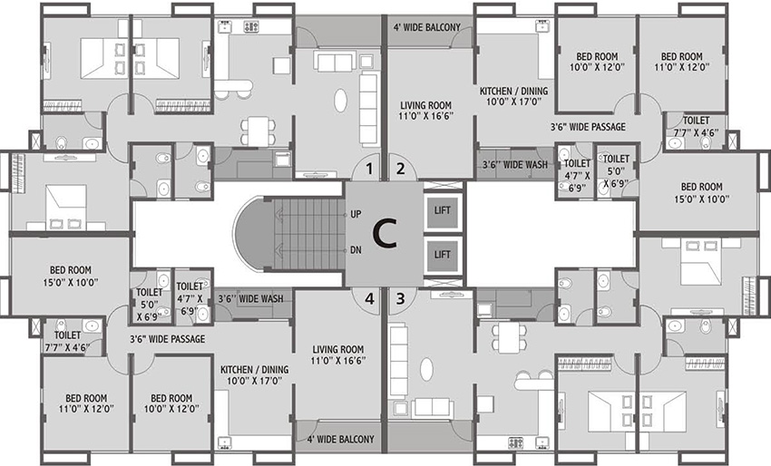 Floor Plan of Narayan Greenscapes in Sama Savli Road, Vadodara - Image 261211