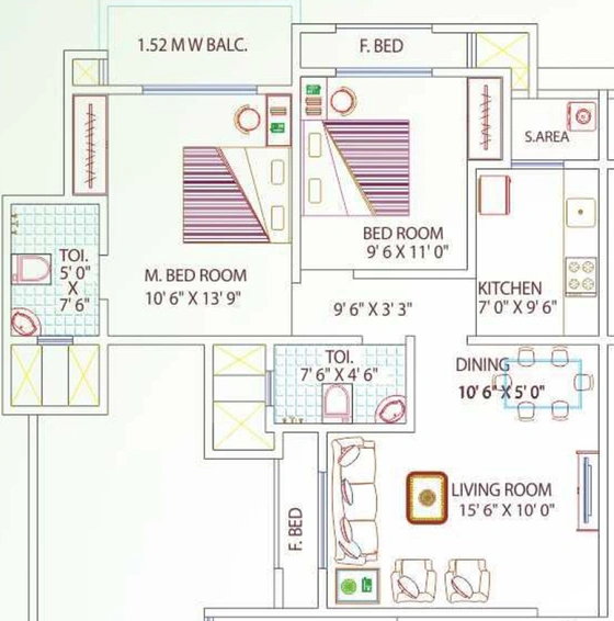 2 BHK Flat in Prescon Silver Oak in Thane West, Thane - Image 849957