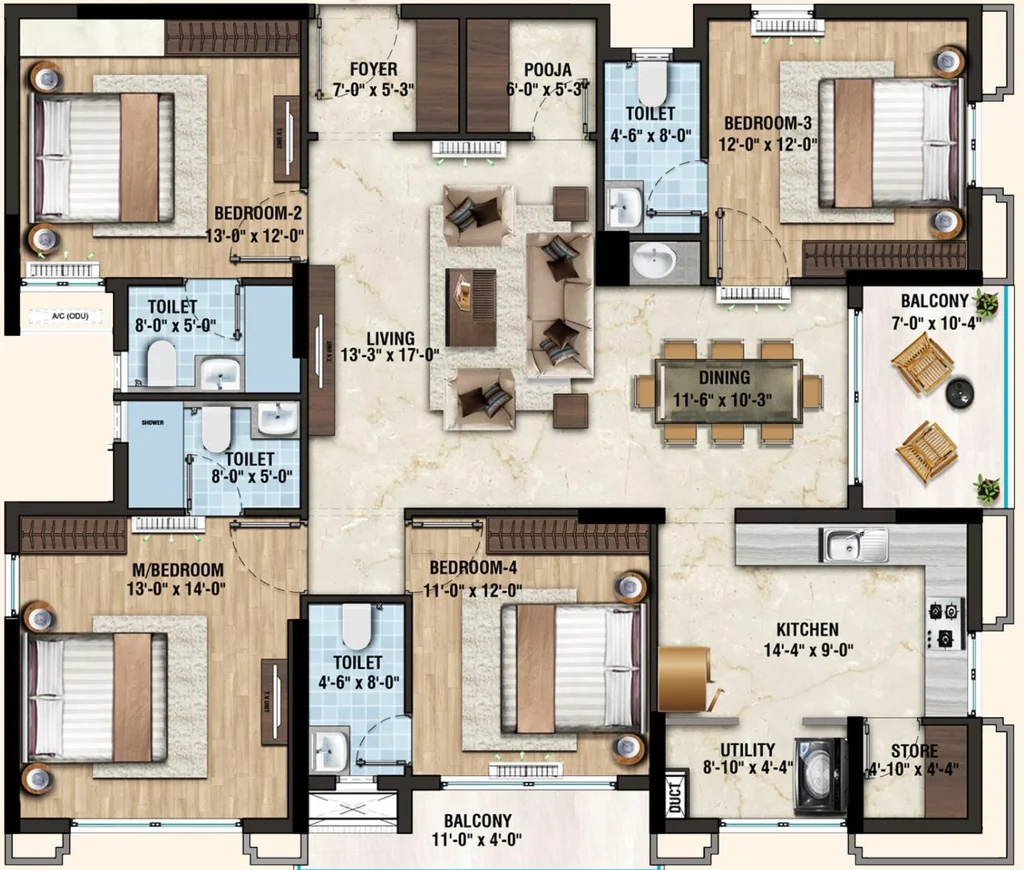 4 BHK Flat in Lifestyle Vardaan in Washermanpet, Chennai - Image 874949