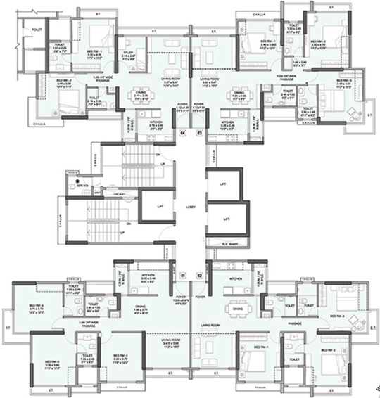 Floor Plan of Terraform Elite Platina 20 in Kolshet Road, Thane - Image 252714
