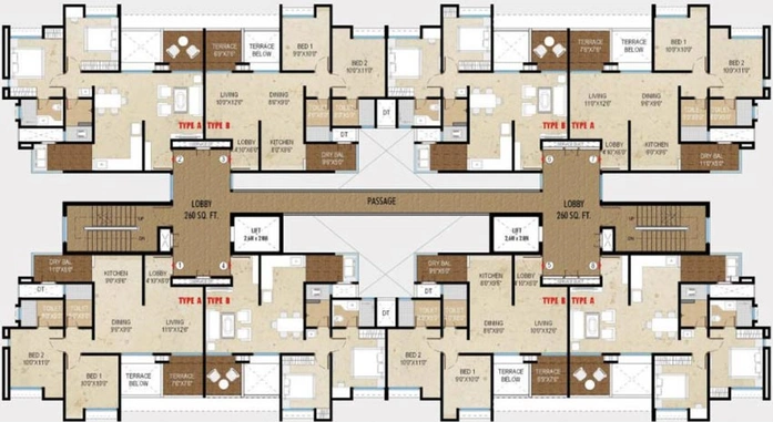 Floor Plan of Nandan Carnival in Adgaon, Nashik - Image 125001