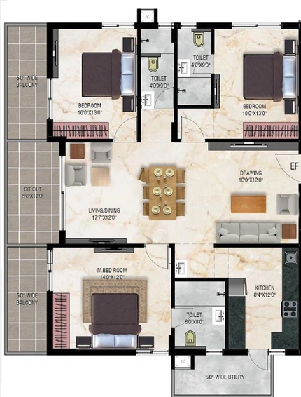 3 BHK Flat in Maram Katam Jayasree in Karmanghat, Hyderabad - Image 836631