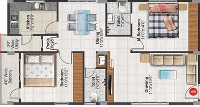 2 BHK Flat in Maram Seetharama Residency in Karmanghat, Hyderabad - Image 836646