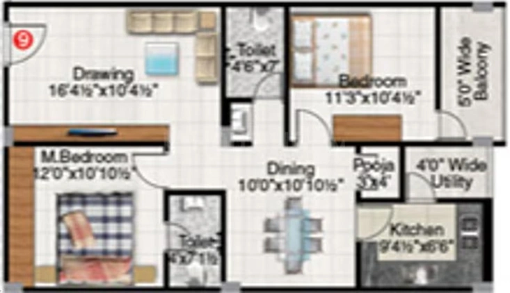 2 BHK Flat in Maram Panchavati Residency in LB Nagar, Hyderabad - Image 836637