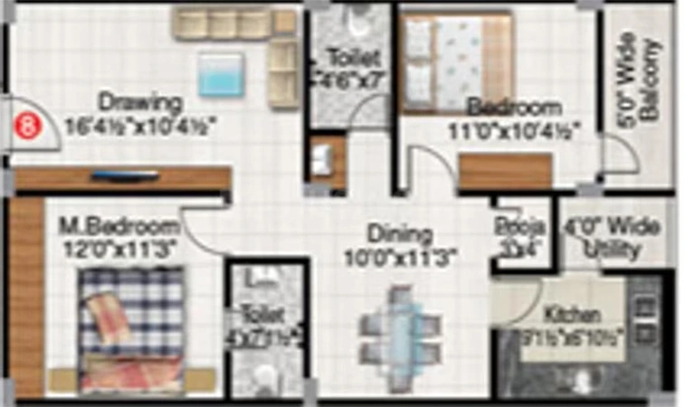 2 BHK Flat in Maram Panchavati Residency in LB Nagar, Hyderabad - Image 836638
