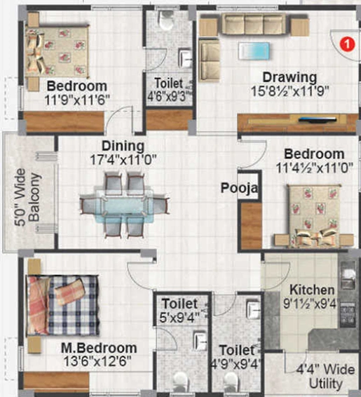 3 BHK Flat in Maram GL Heavens in Chandanagar, Hyderabad - Image 852576