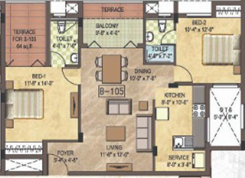 2 BHK Flat in Pace Park Lane in Anna Nagar, Chennai - Image 878584