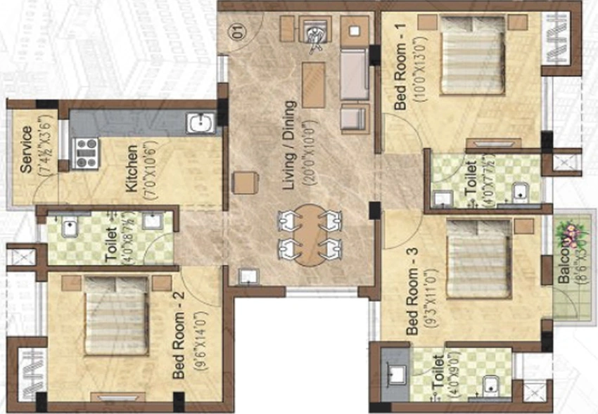 3 BHK Flat in Pace Sunshine in Anna Nagar, Chennai - Image 878592
