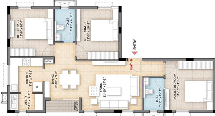 3 BHK Flat in Vishranthi Marga Raghu in T Nagar, Chennai - Image 860671
