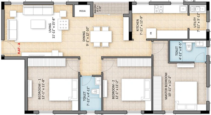 3 BHK Flat in Vishranthi Marga Raghu in T Nagar, Chennai - Image 860672