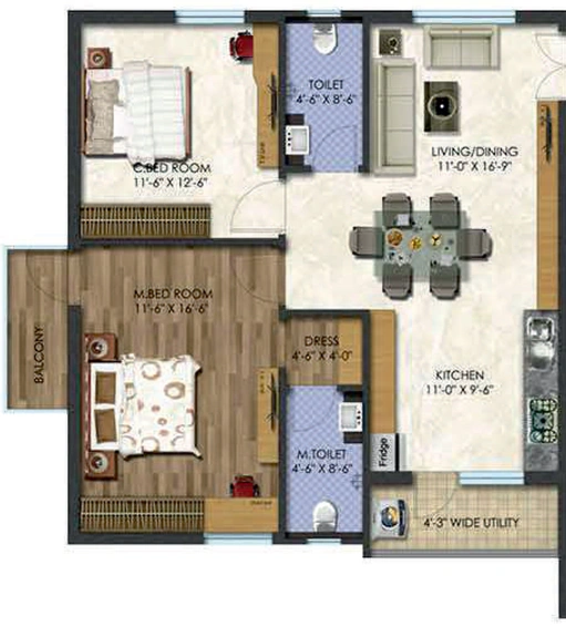 2 BHK Flat in Aaditri Embassy in Aganampudi, Visakhapatnam - Image 840012
