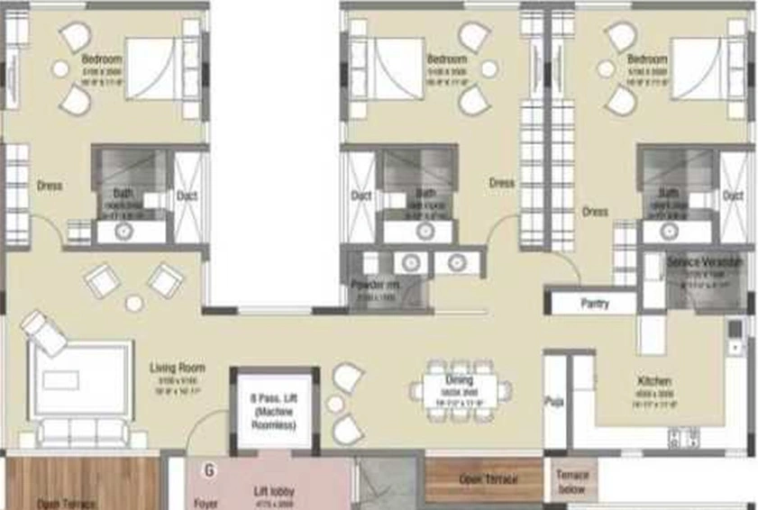 3 BHK Flat in Vishranthi Anand Janani in Thiruvanmiyur, Chennai - Image 860662