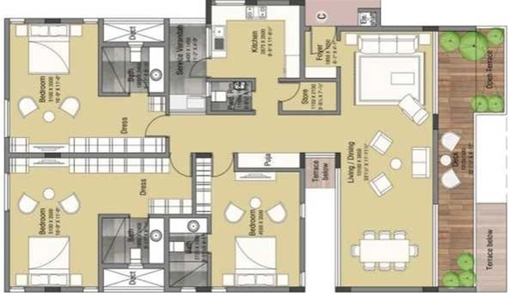 3 BHK Flat in Vishranthi Anand Janani in Thiruvanmiyur, Chennai - Image 860663