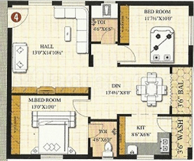 2 BHK Flat in Tripura Manor in Manikonda, Hyderabad - Image 840509