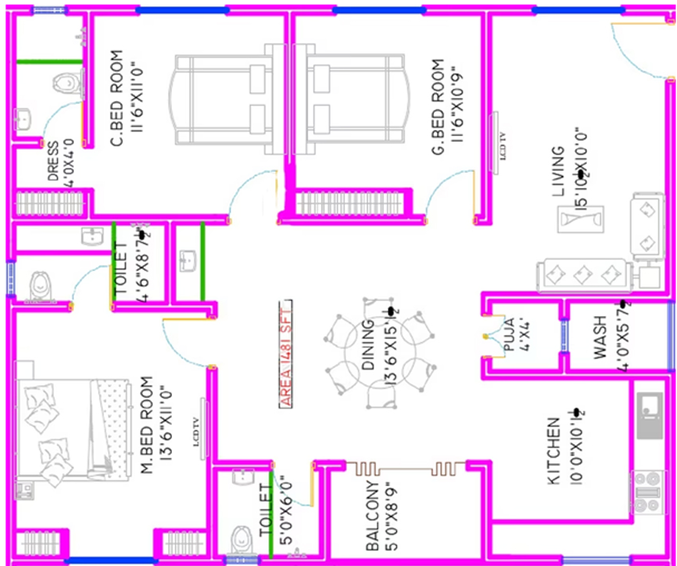 3 BHK Flat in Aastha Elite in Nallagandla, Hyderabad - Image 840522