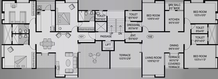 Floor Plan of Mittal Crest in Kalyani Nagar, Pune - Image 346707