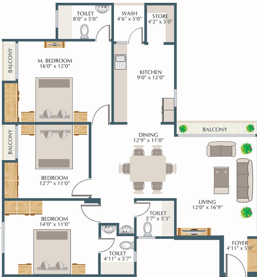 3 BHK Flat in Alembic Samsara in Chhani, Vadodara - Image 850067