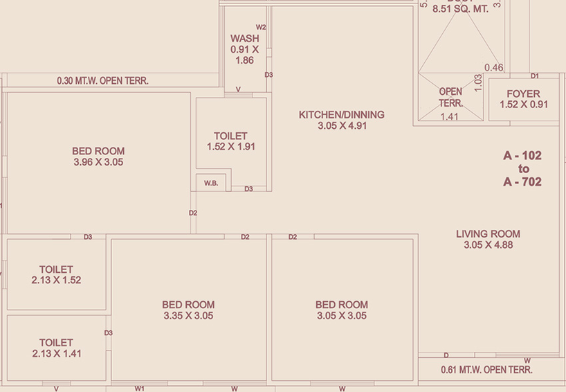 3 BHK Flat in Sharnam Vallabh Aangan in Bapod, Vadodara - Image 850040
