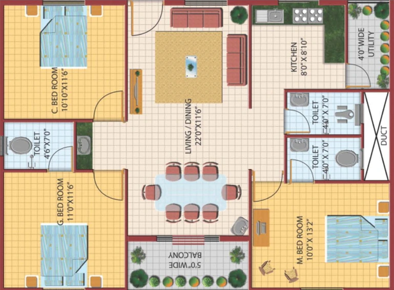3 BHK Flat in Janapriya Metropolis in Moti Nagar, Hyderabad - Image 840540
