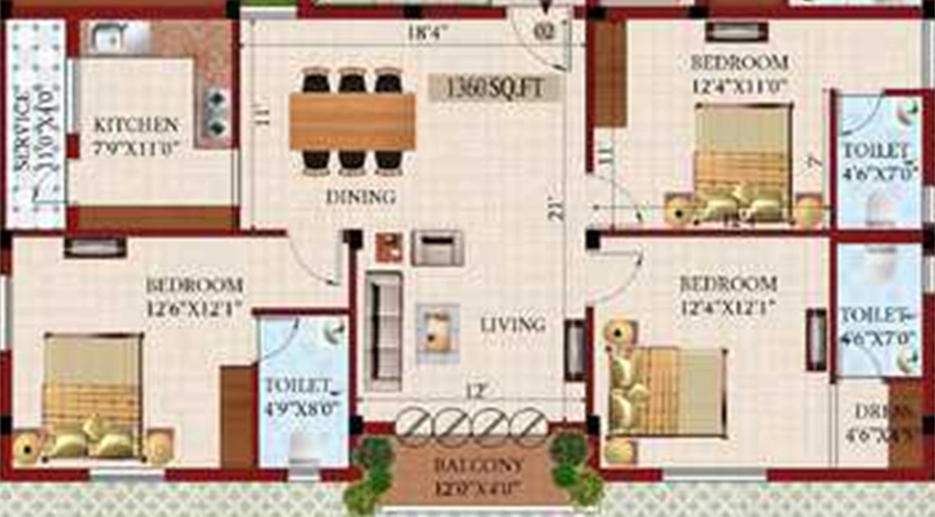 3 BHK Flat in Fomra Bliss in Mylapore, Chennai - Image 877632