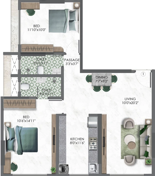2 BHK Flat in Adityaraj Sai XL Homes in Ghatkopar East, Mumbai - Image 461195