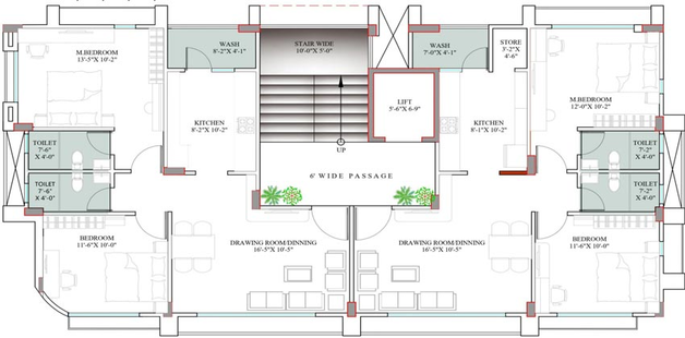 Floor Plan of Shree Hema Residency in Paldi, Ahmedabad - Image 127342