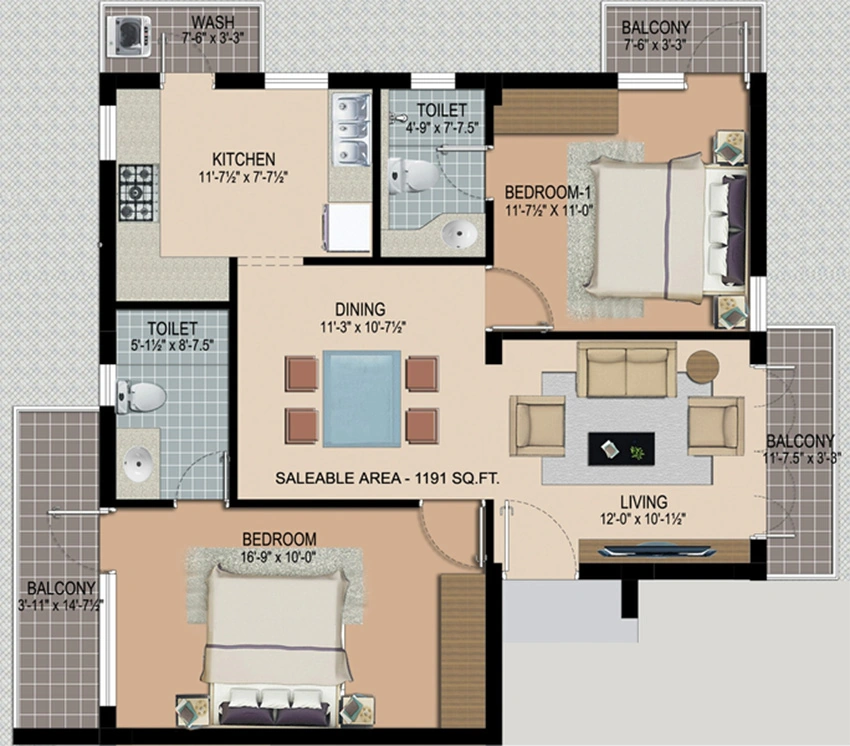 2 BHK Flat in Elegant Dazzel in Thiruvanmiyur, Chennai - Image 881313