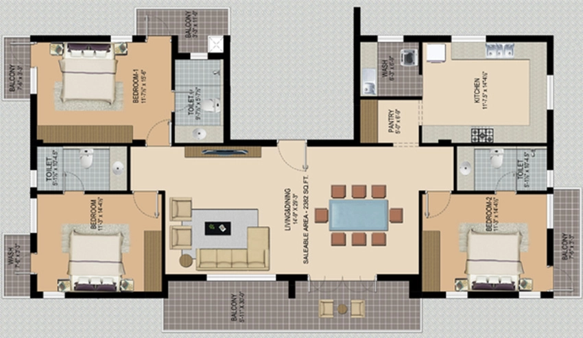 3 BHK Flat in Elegant Dazzel in Thiruvanmiyur, Chennai - Image 881314