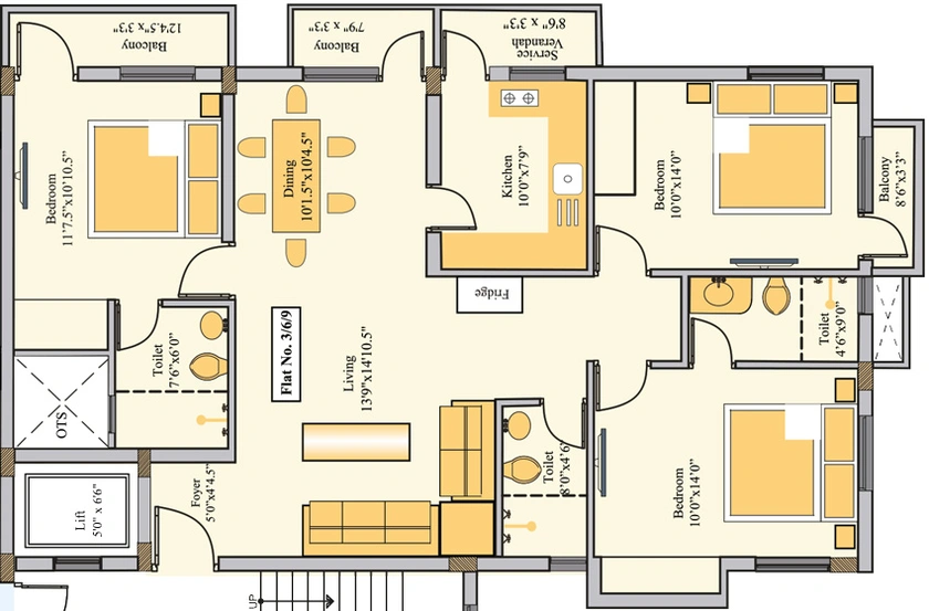 3 BHK Flat in Golden Platinum 61 in Anna Nagar, Chennai - Image 840954