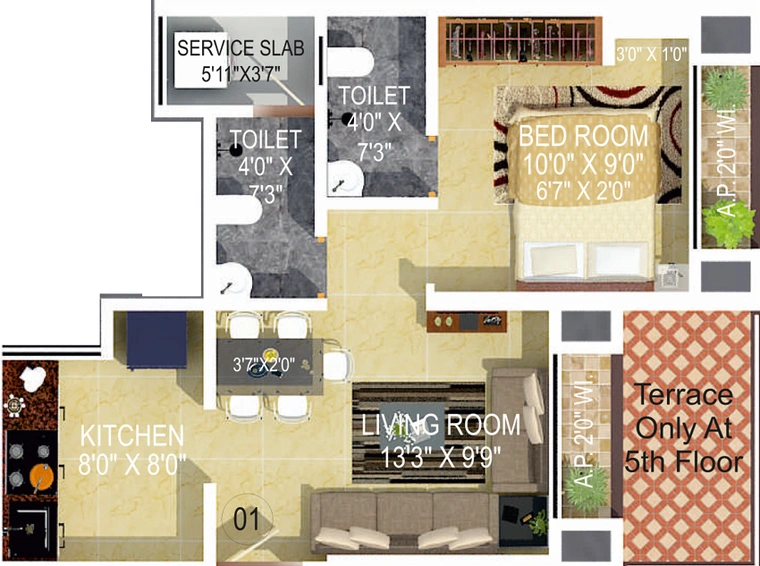 1 BHK Flat in Viraj Heights in Thane East, Thane - Image 443995