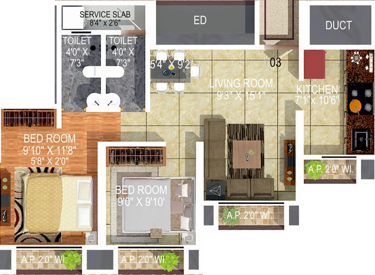 2 BHK Flat in Viraj Heights in Thane East, Thane - Image 443996