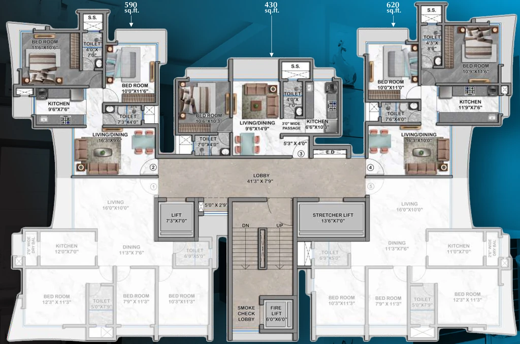 Floor Plan of HS Pearl in Mulund East, Mumbai - Image 324356