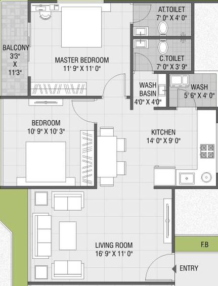 2 BHK Flat in Raghuvir Symphony in Althan, Surat - Image 844844