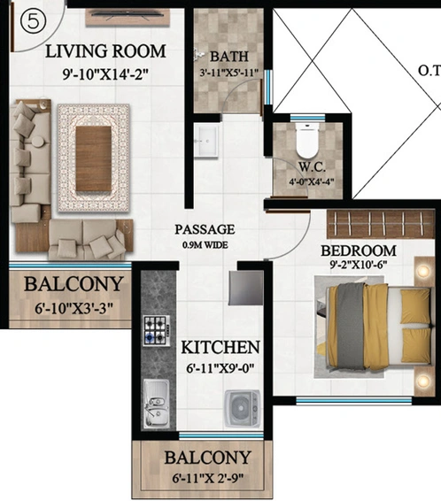 1 BHK Flat in Shubham Jijai Tulsi in Taloja, Navi Mumbai - Image 774729