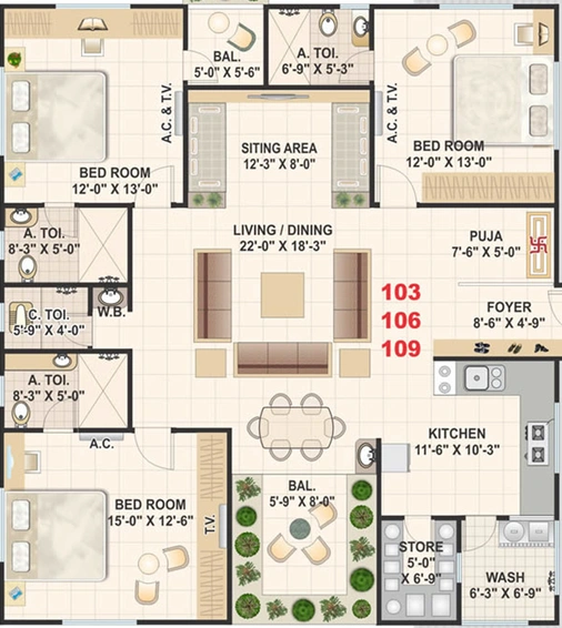 3 BHK Flat in Raghuvir Shyam Palace in Vesu, Surat - Image 844826