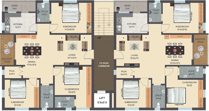 Floor Plan of Sanvi Orchid in Kondapur, Hyderabad - Image 247261
