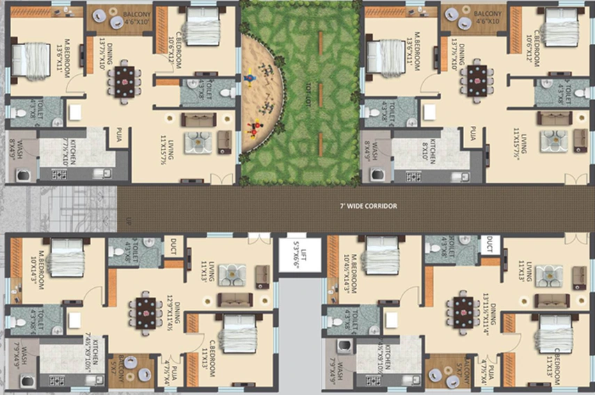 Floor Plan of Sanvi Cosmos in Serilingampally, Hyderabad - Image 247243