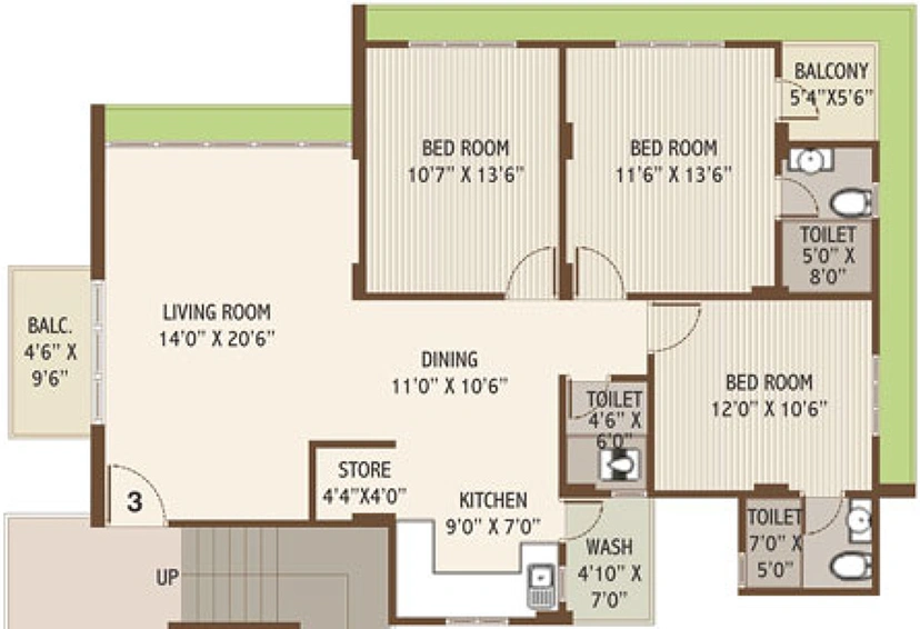3 BHK Flat in Shreepad Antillia in Pal, Surat - Image 846685