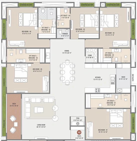 5 BHK Flat in Shilalekh 88 Royals in Vesu, Surat - Image 846928