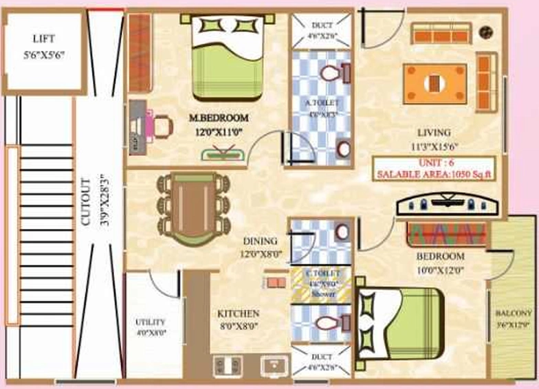 2 BHK Flat in Asrithas Blossom Heights in JP Nagar, Bangalore - Image 833971