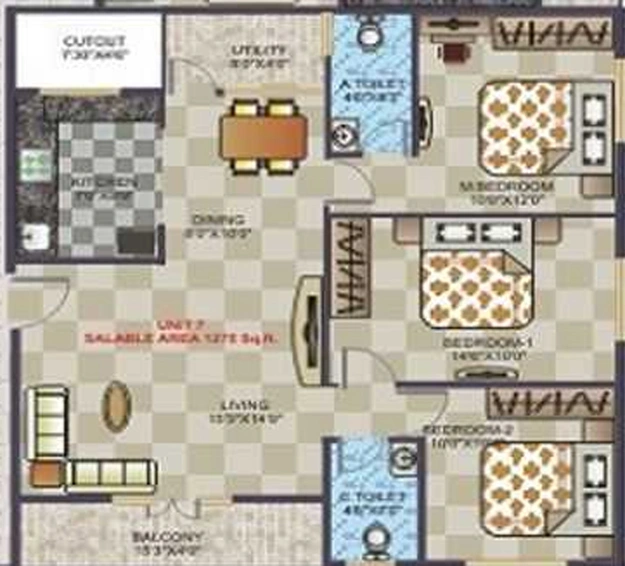 3 BHK Flat in Asrithas Lotus Residency in HSR Layout, Bangalore - Image 833984
