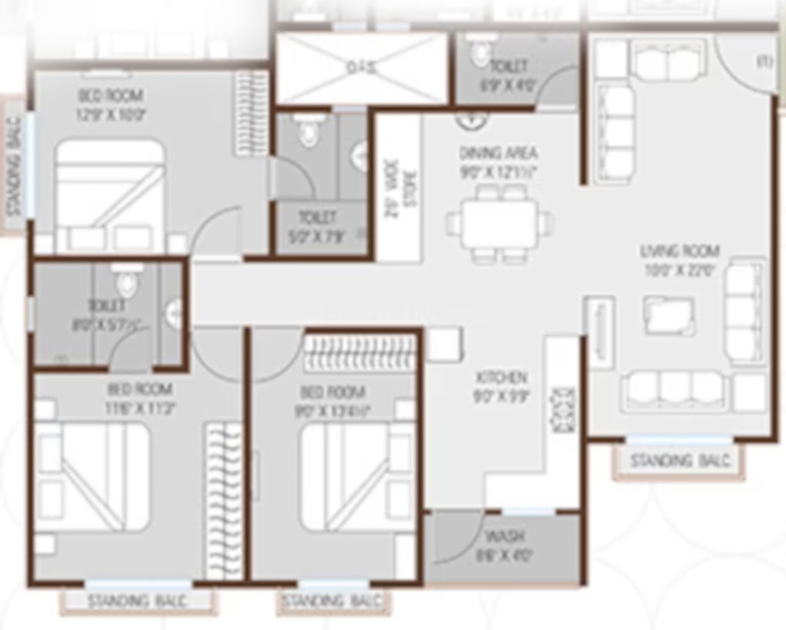3 BHK Flat in Aagam Aadeshwar in New Citylight, Surat - Image 847284