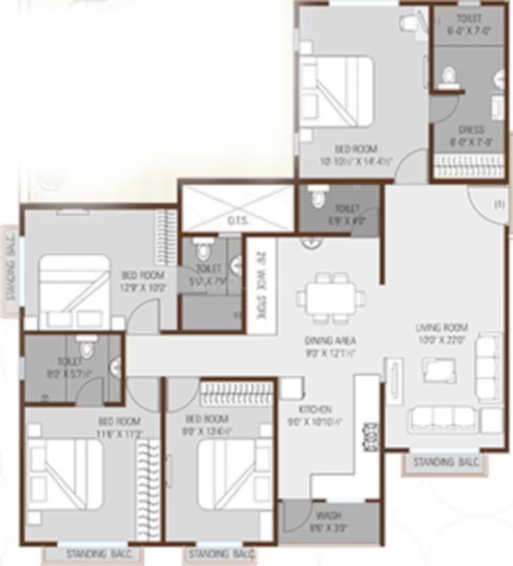 4 BHK Flat in Aagam Aadeshwar in New Citylight, Surat - Image 847285