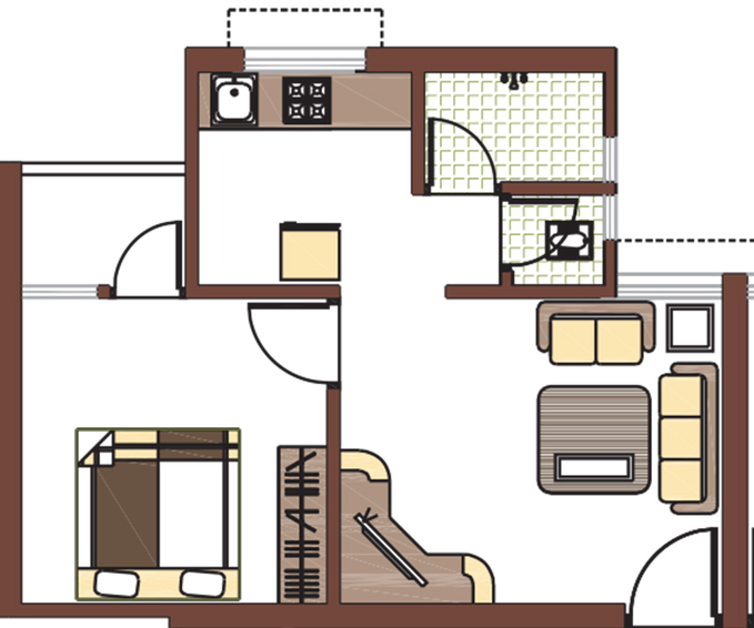 1 BHK Flat in Aagam Navkar in Sachin, Surat - Image 846865