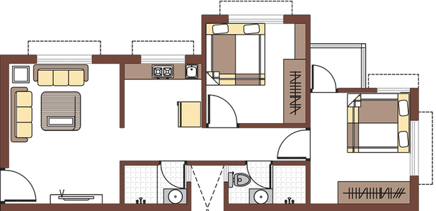 2 BHK Flat in Aagam Navkar in Sachin, Surat - Image 846866