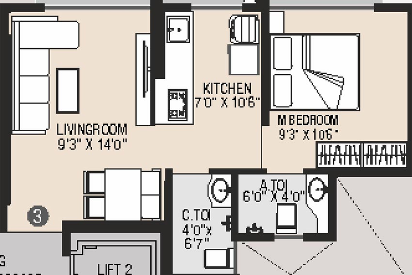 1 BHK Flat in M Mamtora Shree Ascend Tower in Malad West, Mumbai - Image 774958
